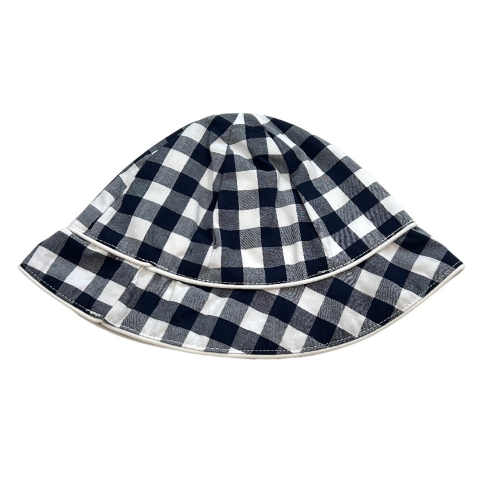 Janie & Jack baby infant gingham bucket hat 3 to 6 months blue white cotton NWT